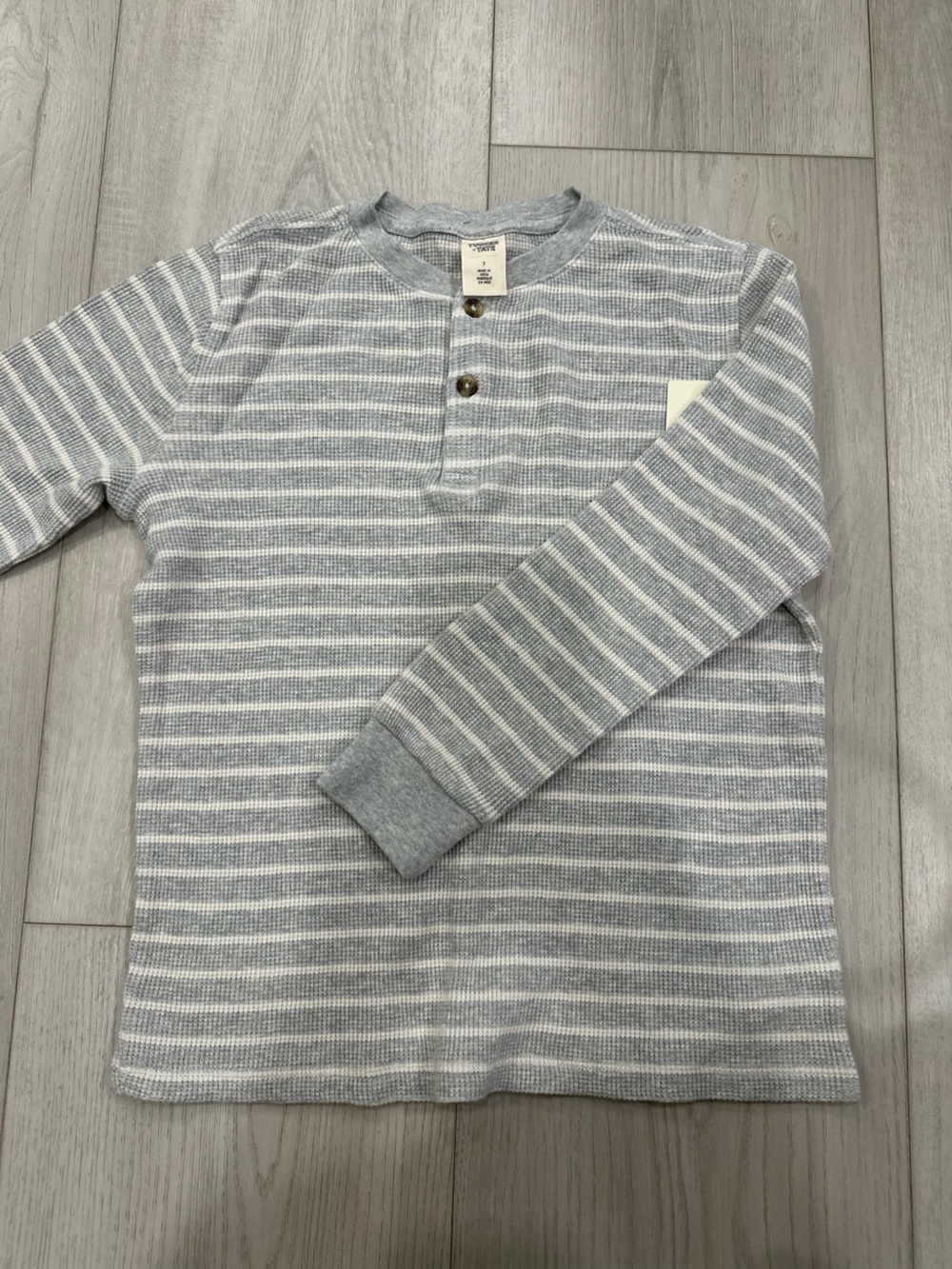 Tucker + Tate Light Gray and White Striped Long-Sleeve
